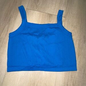 Cotton On Blue Ribbed Crop Tank Top